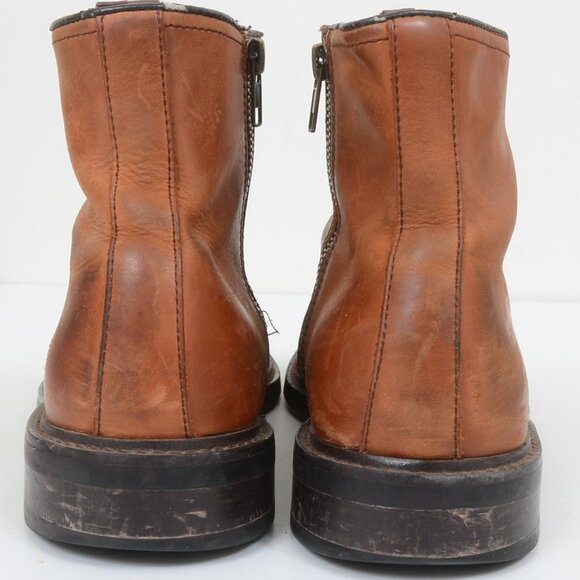 Aston Grey Biressa Brown Leather Zip Lace Ankle Chukka Boots Men's Size 10.5 - Picture 4 of 9